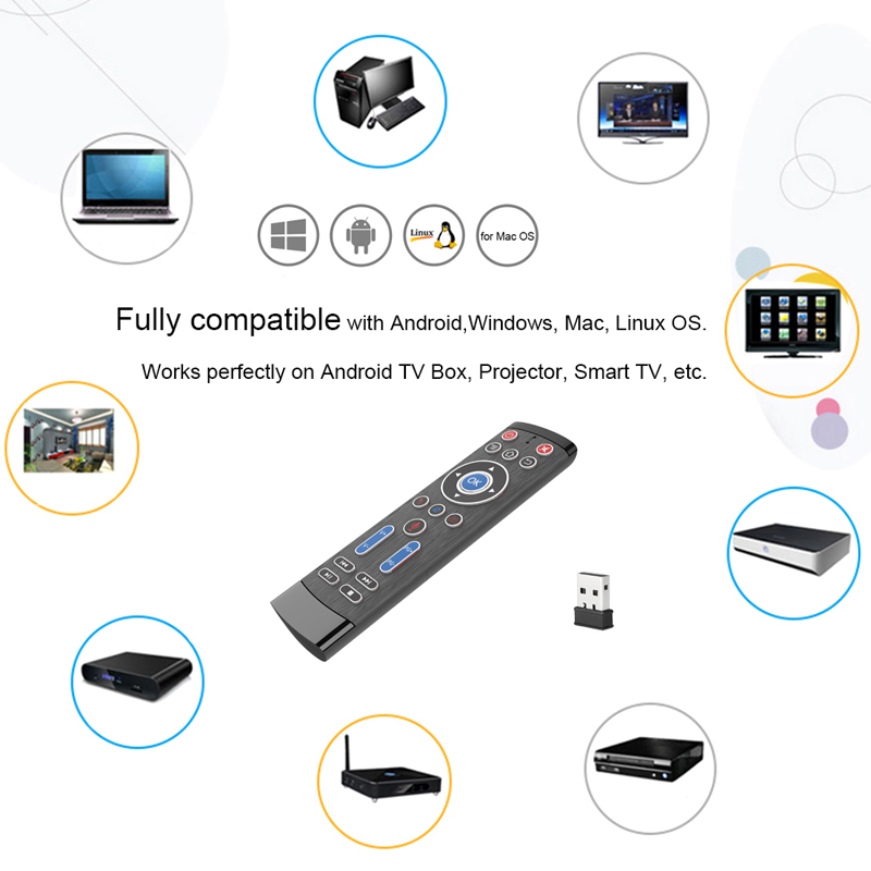 Bàn Phím Điều Khiển TV Box Fly Air Có Mic Điều Khiển Giọng Nói Và Chuột Bay Không Dây Cảm Biến Thông Minh có LED bàn phím số Bảo Hành 12 Tháng T1MAX điều khiển từ xa