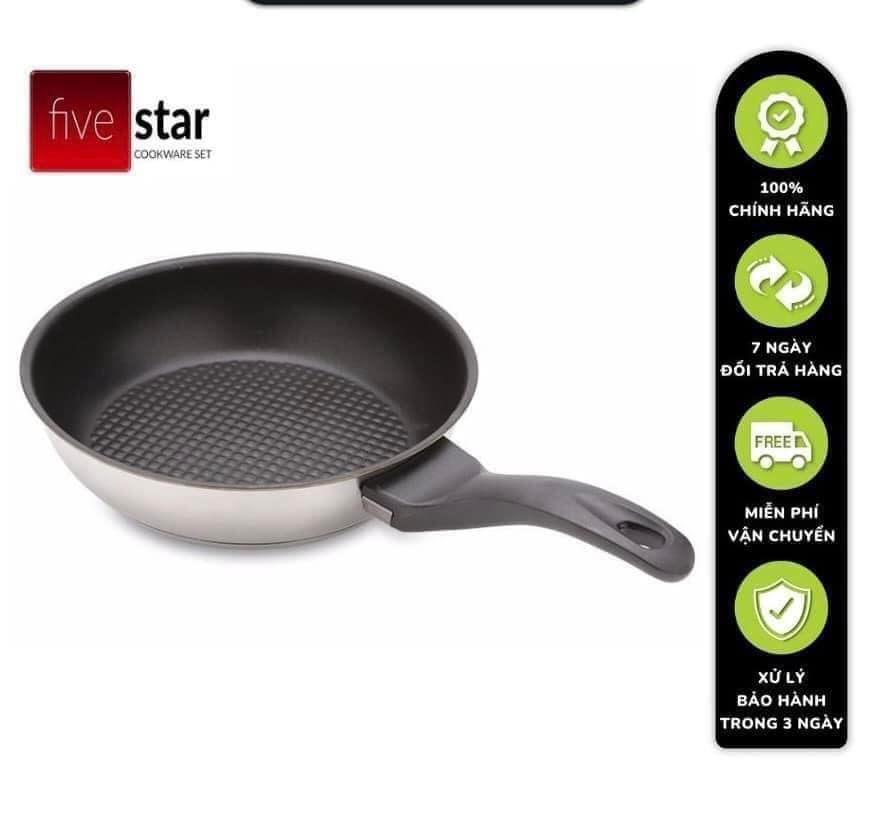 chảo chống dính inox FIVE-STAR - 3 đáy cho bếp từ