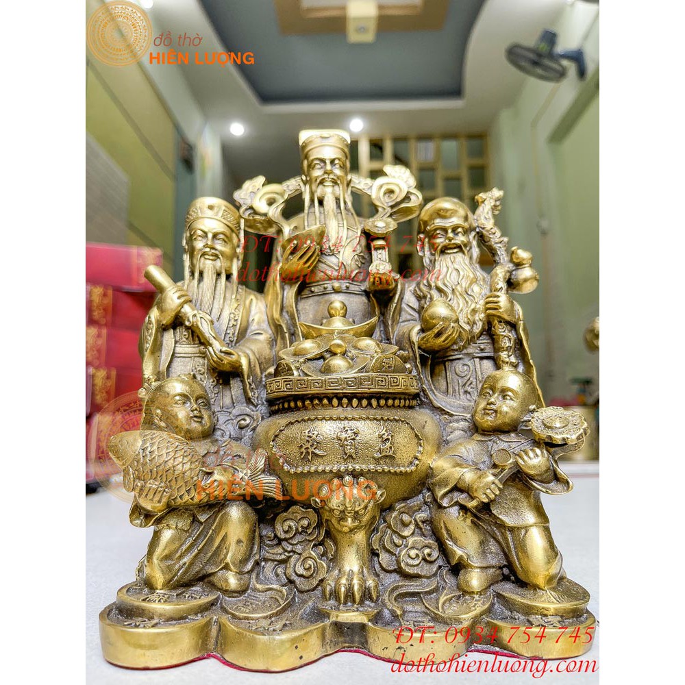 Tượng tam đa liền khối bằng đồng cỡ to cao 23cm nặng 3kg