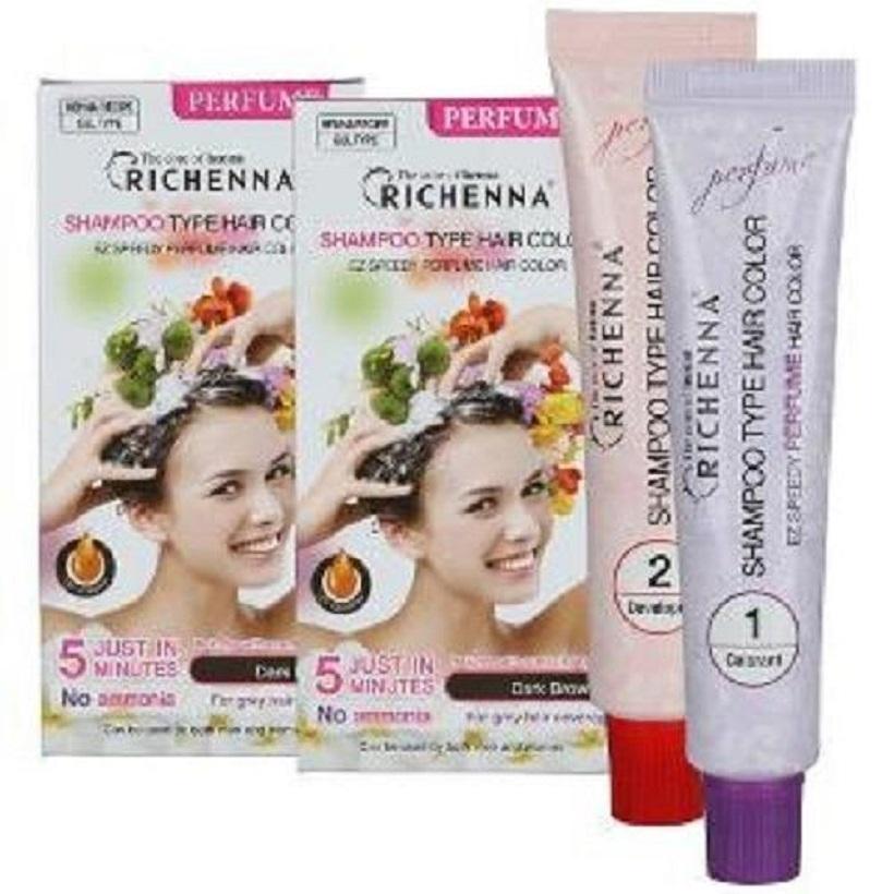 Dầu gội nhuộm tóc bạc Richenna Natural Brown 04