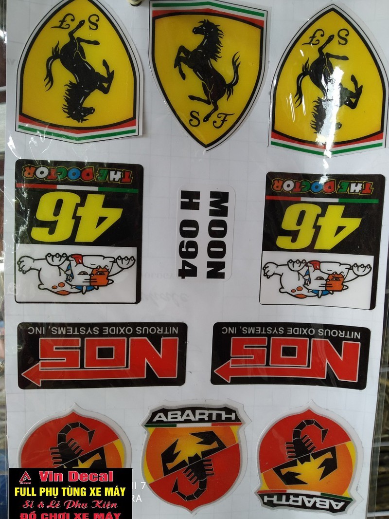 Tấm Tem dán xe chữ LOGO CON NGỰA,46,SON,ABARTH - Vindecal BD