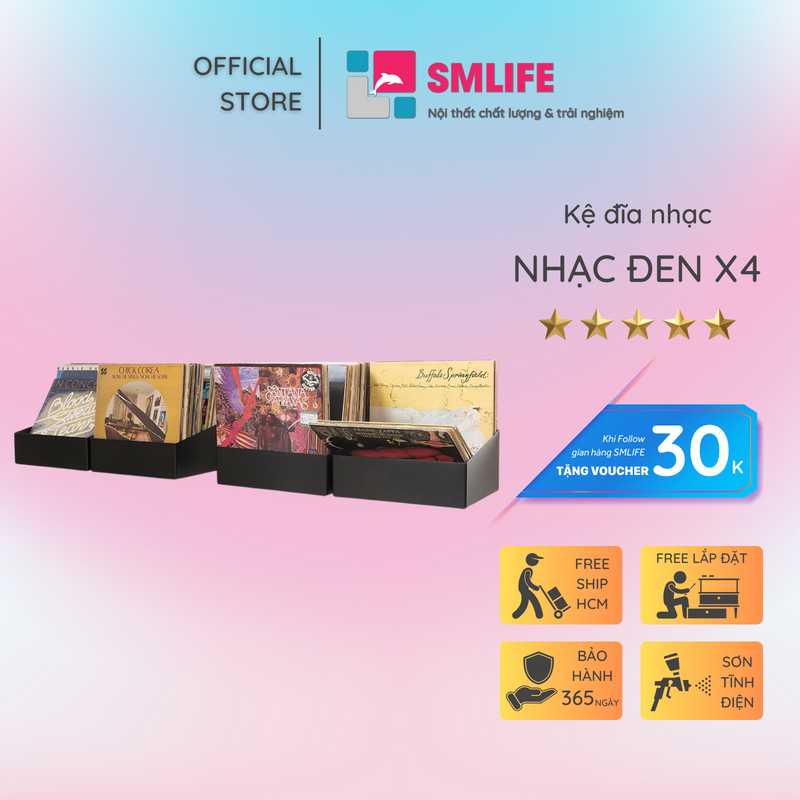 Khay đĩa nhạc smlife - bằng thép dày 1,6mm - sơn tĩnh điện màu trắng/ đen hiện đại
