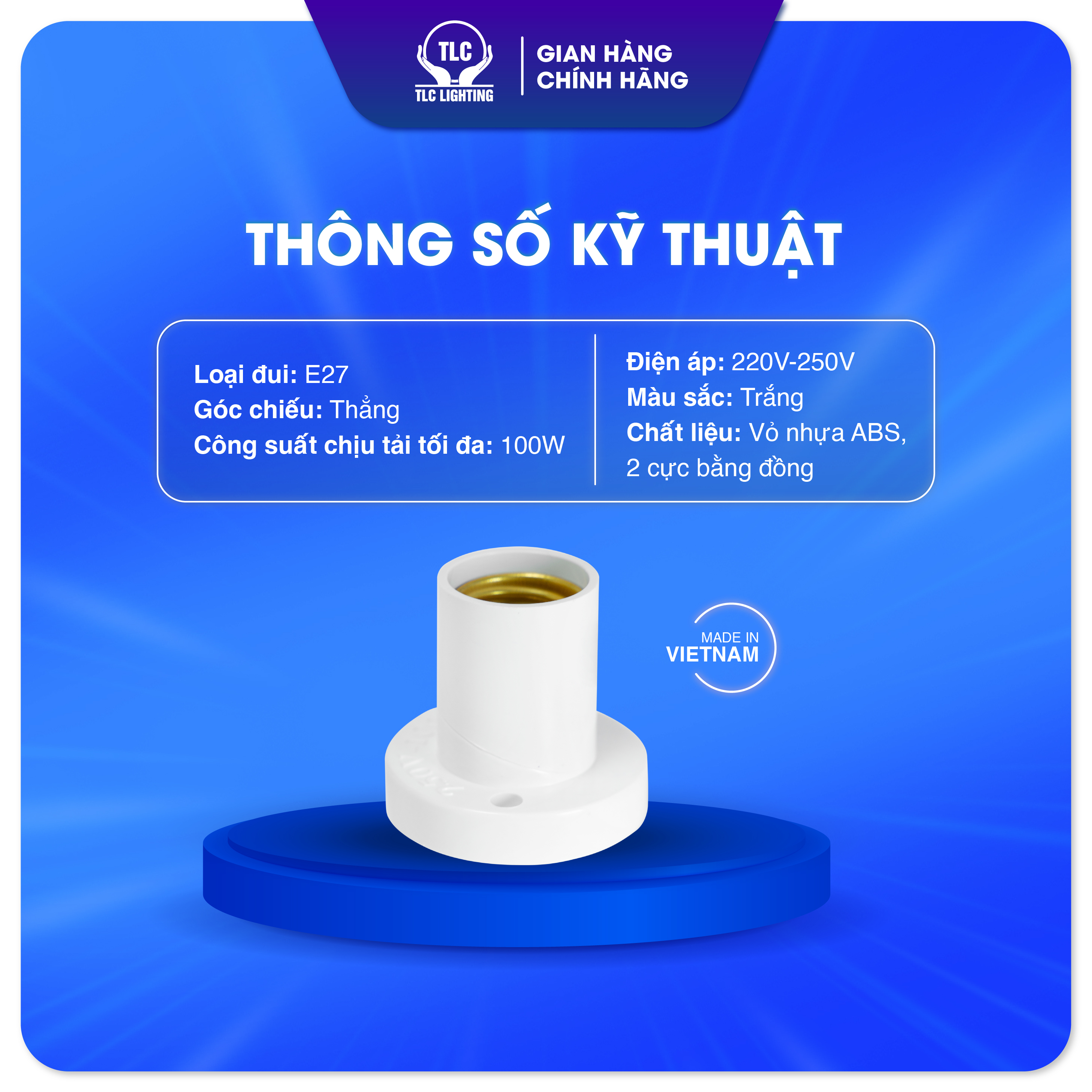 Đui Đèn Thẳng Gắn Tường TLC LIGHTING E27 220V-250V