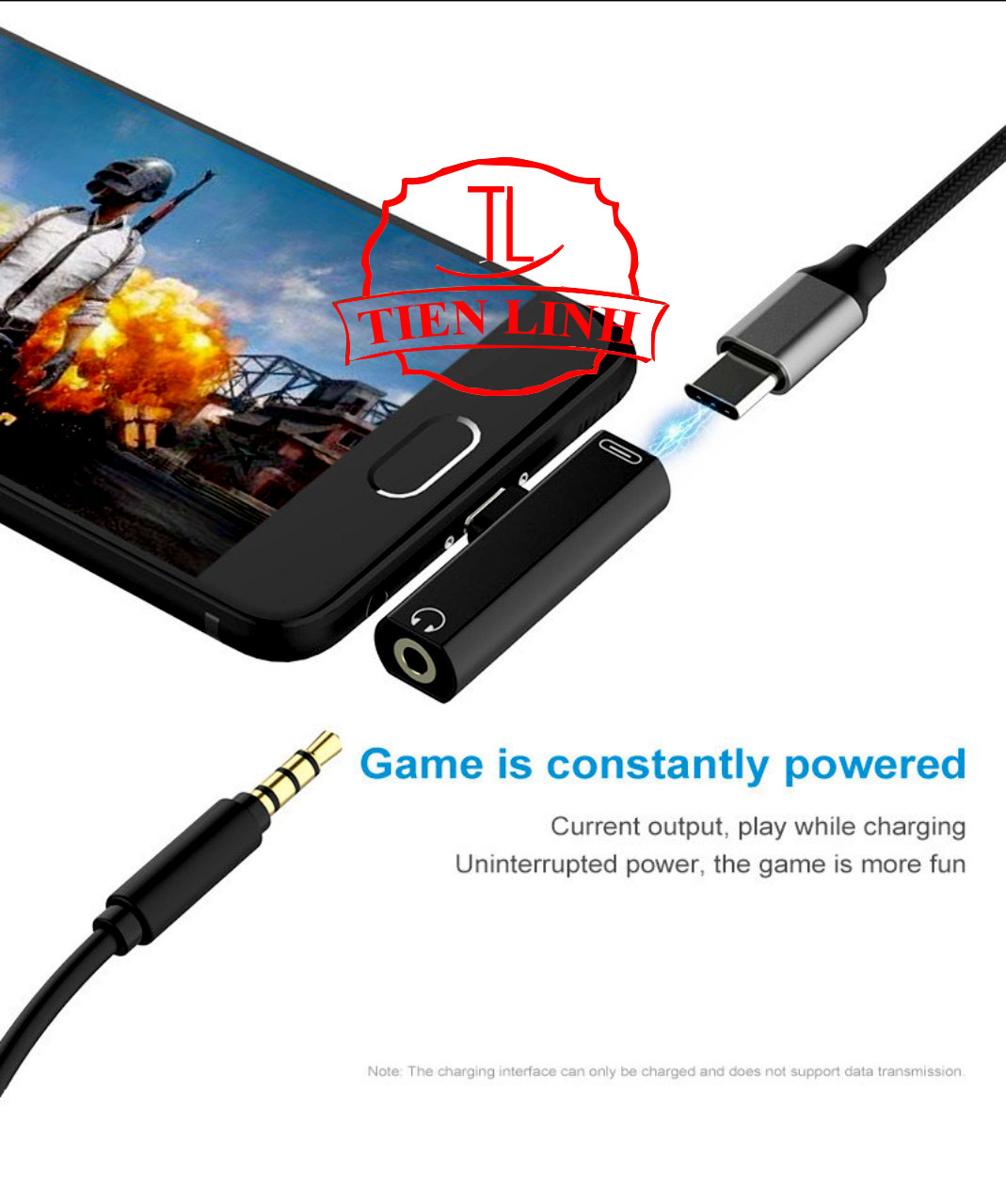 Type-C audio to 3.5mm earphone jack adapter and Type-C charging for Android Type C Huawei and Xiaomi series