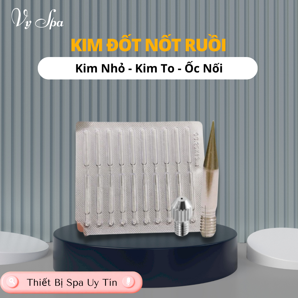 Đầu kim đốt nốt ruồi, đốt mụn thịt, đốt ổ hôi nách - kim dài, kim to, ốc nối thay thế máy đốt và máy 5in1