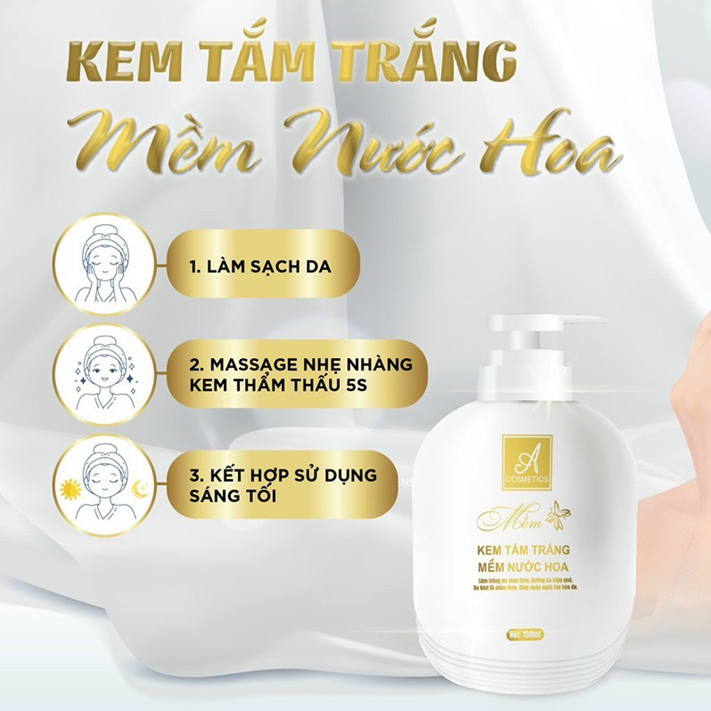 Kem tắm trắng mềm phân tử nước hoa A Cosmetics 150ml