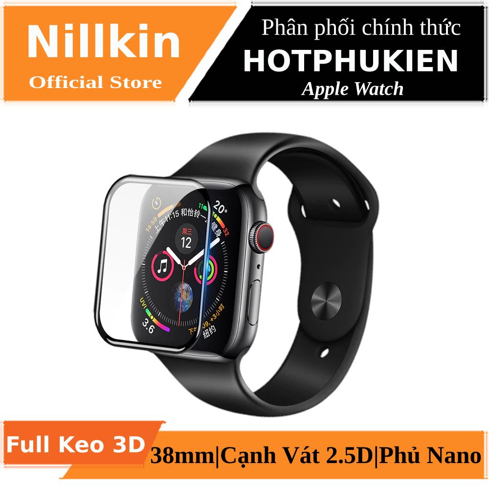[HCM]Miếng dán kính cường lực Full 3D hiệu Nillkin AW+ cho Apple Watch 38mm (Mỏng 0.3mm Full HD Vát cạnh 3D hạn chế vân tay) - Phân phối bởi Hotphukien