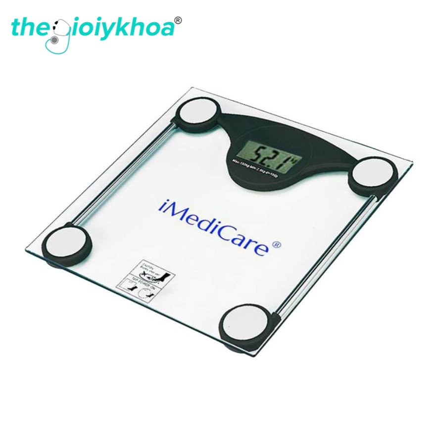 Cân sức khỏe điện tử IMEDICARE IS-303-Mặt cân kính cao cấp, công nghệ cảm biến thông minh, màn hình lớn LCD-Tự động