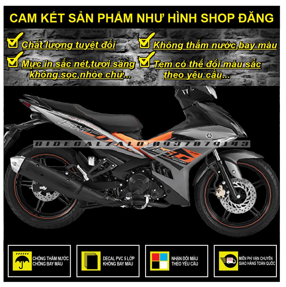 TEM RỜI EXCITER 150 PHỐI CAM XÁM ĐEN