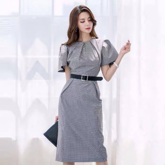 [HCM]ĐẦM ÔM CARO CỔ XẾP LI
