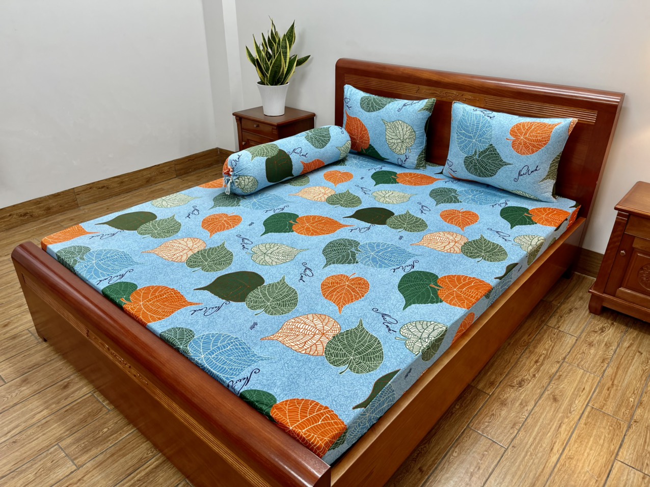 Bộ Ga Giường Thun Lạnh Hàn Quốc 4 Món ( 1 ga bọc + 2 vỏ gối nằm + 1 vỏ gối ôm )