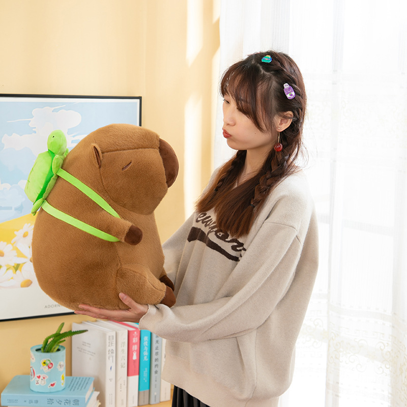 Gấu bông Capybara size lớn 30cm -- 90cm, Thú bông Chuột Lang Béo tặng kèm Balo Rùa Gấu Bông Hot Trend