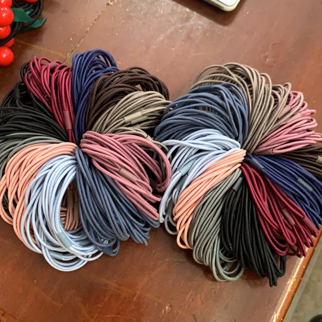 SET 10 Dây buộc tóc, chun buộc tóc 3 sợi siêu dai nhiều màu