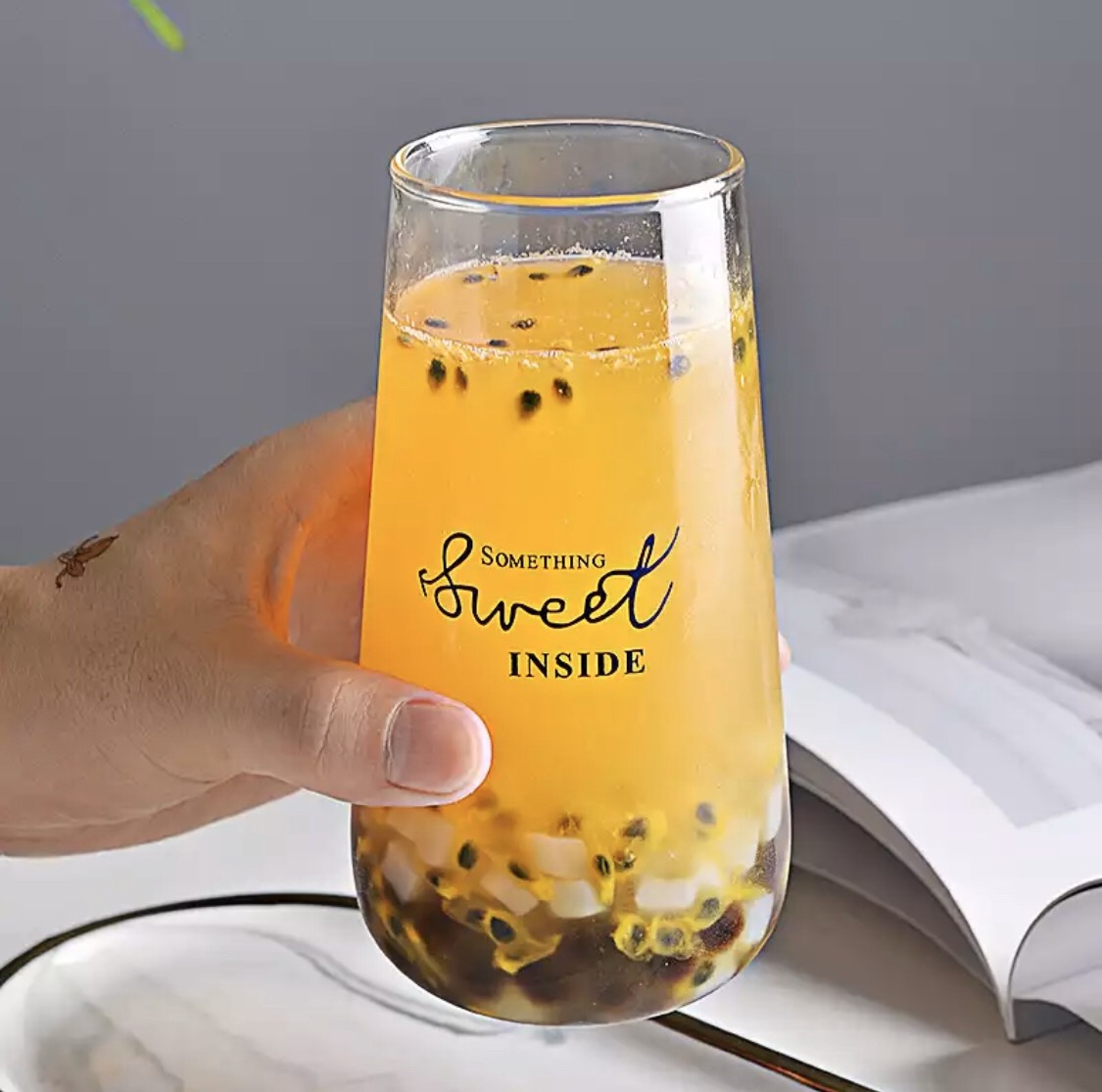 (SẴN) Cốc sinh tố Sweet/Sweat Memory - Ly sinh tố, ly cafe - Cốc thủy tinh chịu nhiệt không chì cao cấp Borosilicate k chì, hàng xuất Âu