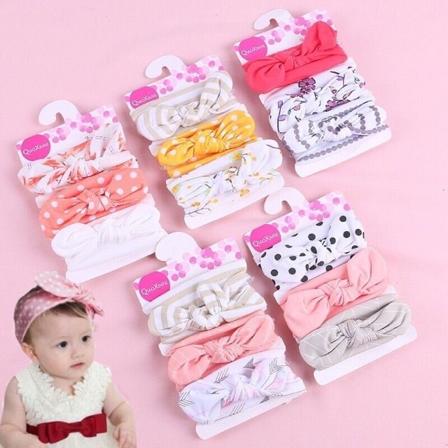 Set 3 băng đô/ turban cho bé gái