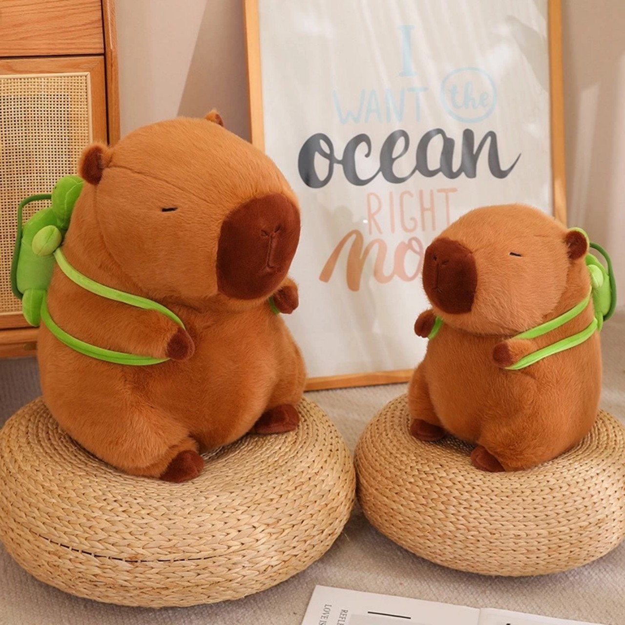 Gấu bông Capybara đeo balo rùa êm mịn dễ thương
