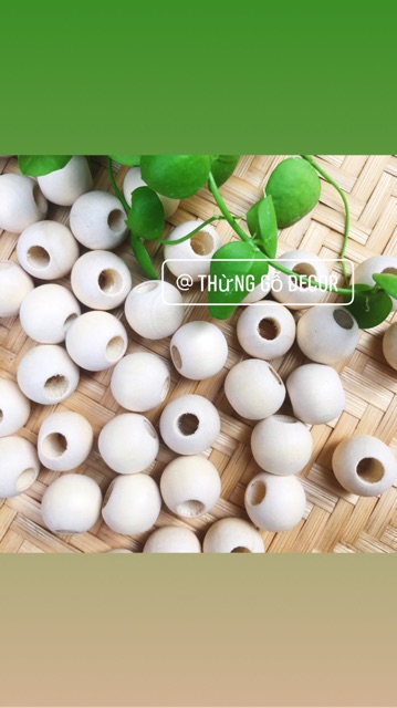 Hạt gỗ mộc size 20mm lỗ to