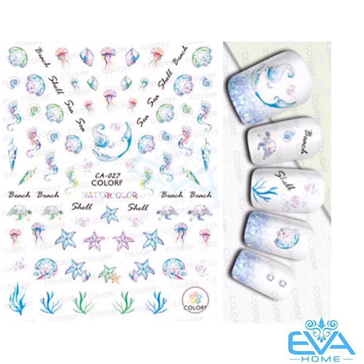 [HCM]Miếng Dán Móng Tay 3D Nail Sticker Tráng Trí Hoạ Tiết Sao Biển Và Sinh Vật Biển CA027