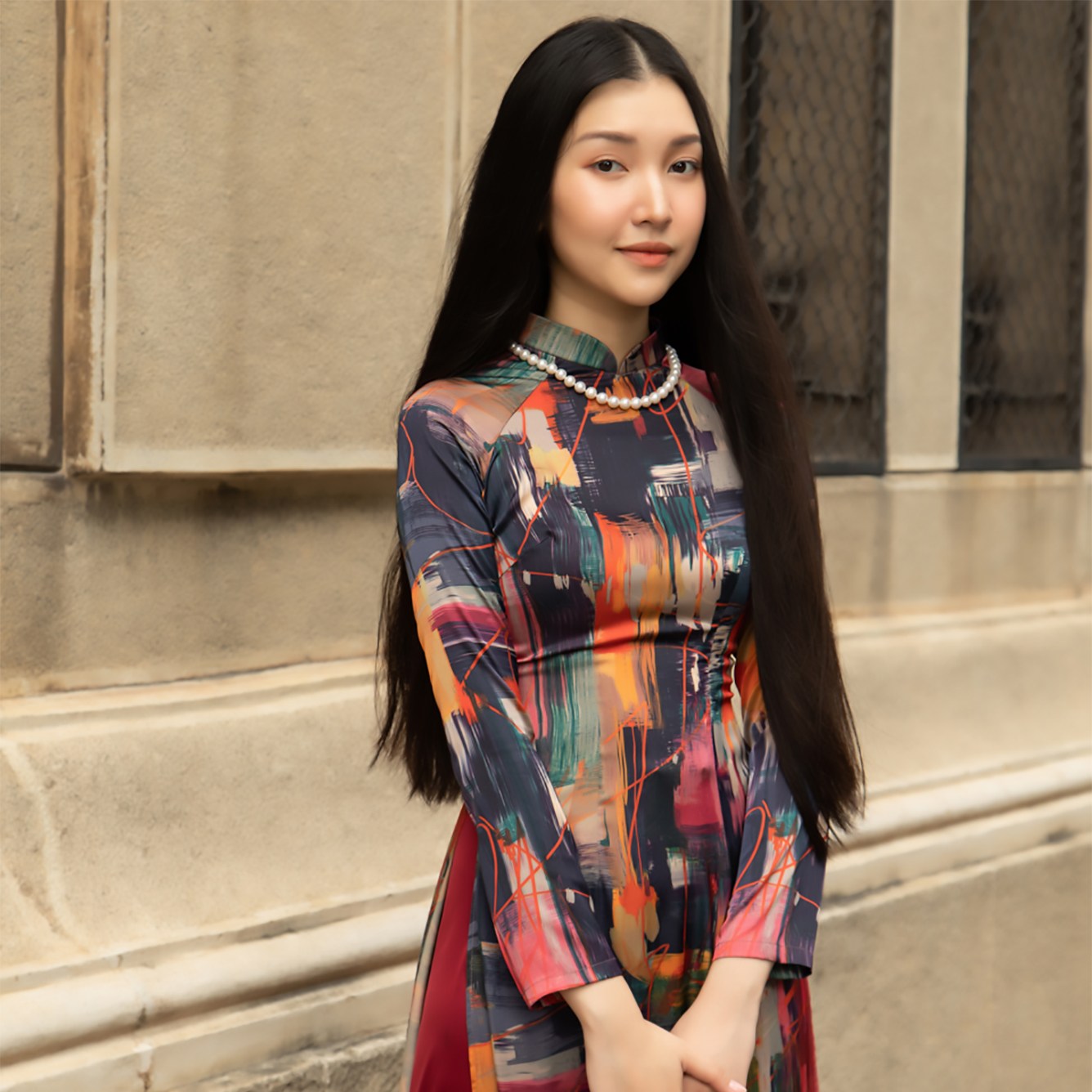 Áo Dài Lụa Đỏ F2 Gems Of VietNam AD32