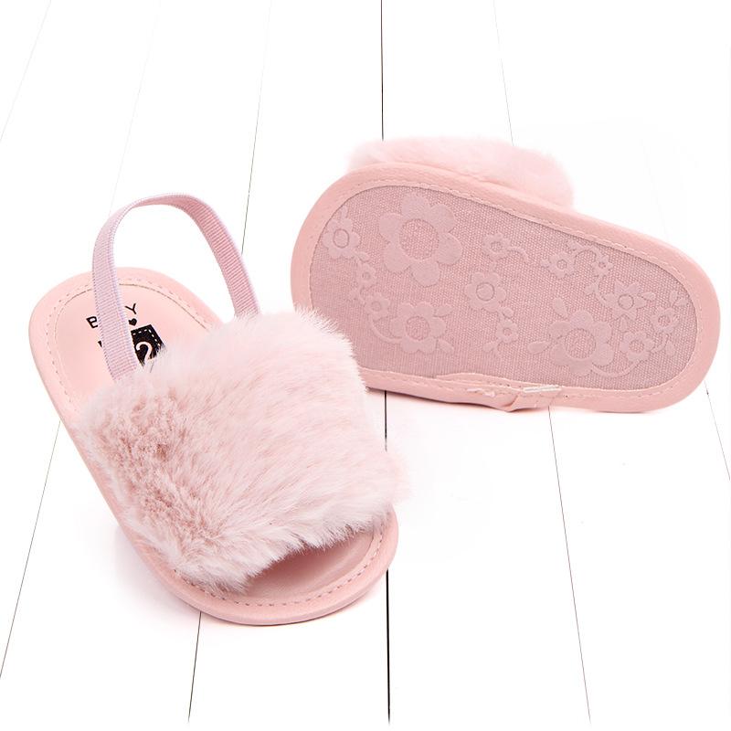 Giày sandal lông có quai cho bé gái(9-20 tháng)