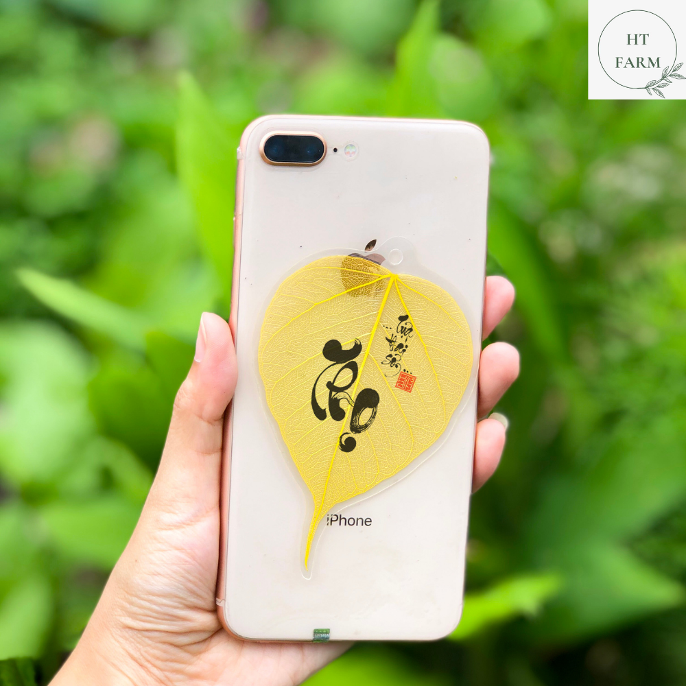 Lá Bồ Đề thư pháp - chữ Thọ (Cầu Bình An – Tài Lộc – May mắn, Ốp điện thoại, Hàng loại 1)