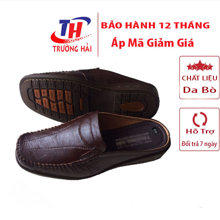 Dép nam bít mũi da bò cao cấp  THBM065