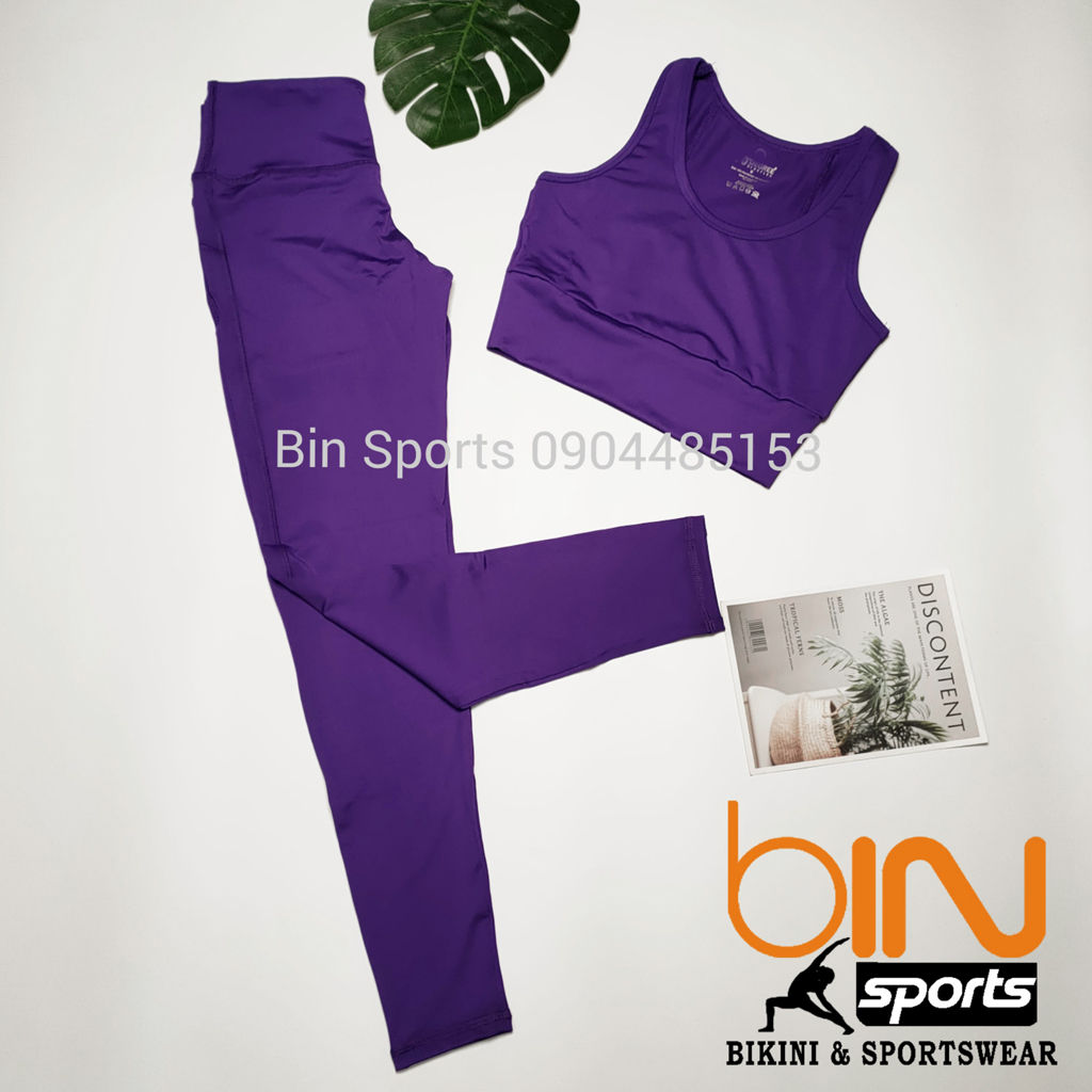 Đồ tập gym nữ bộ tập yoga aerobic nữ quần áo tập gym yoga aerobic nữ dáng đẹp chất vải co gian 4 chiều bộ quần dài áo bra kèm mút Bin Sports BD051