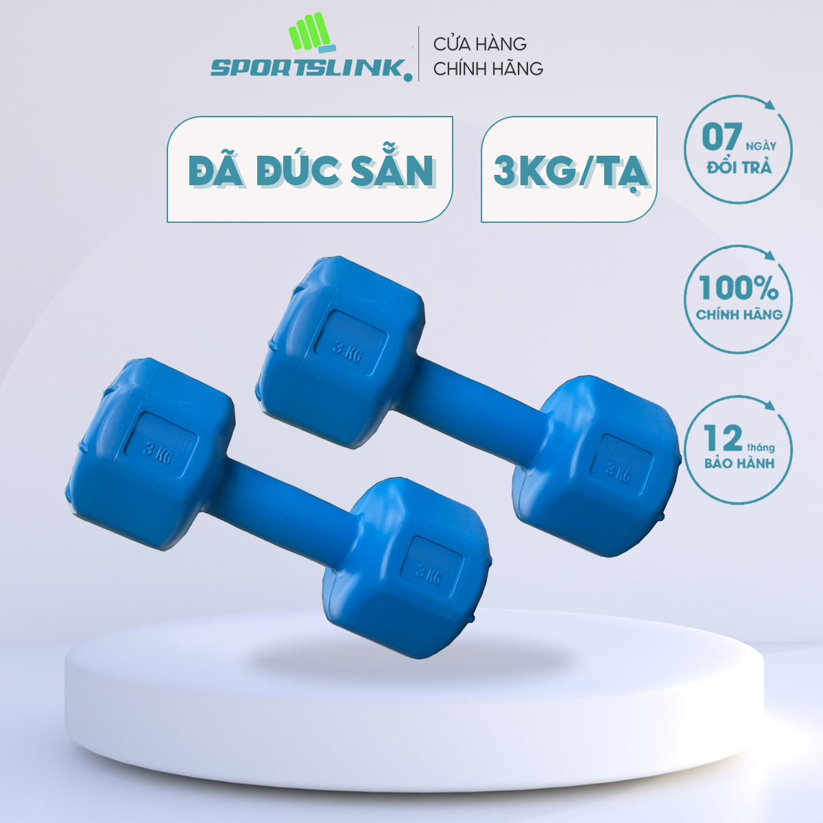 Bộ 2 tạ tay VN 3kg (Xanh dương)