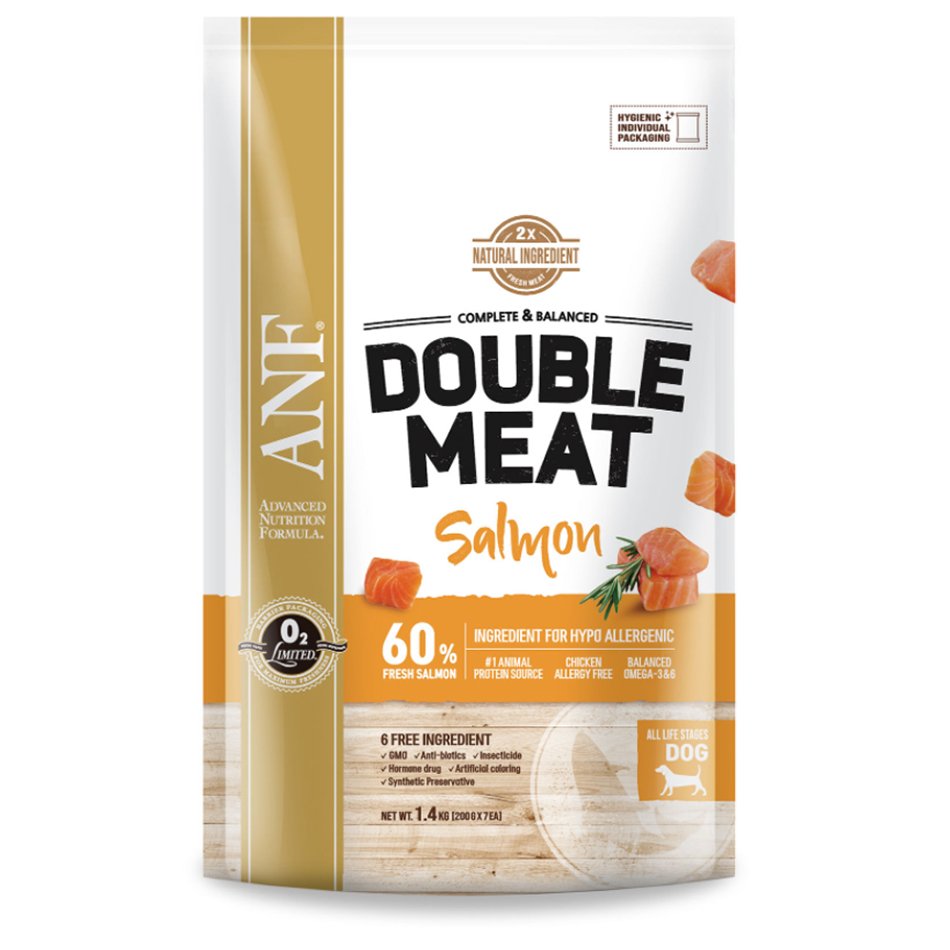 [Hoàn Tiền 10%] 1.4kg ANF - Double Meat - Thức ăn hạt gấp đôi thịt cho chó vị cá hồi
