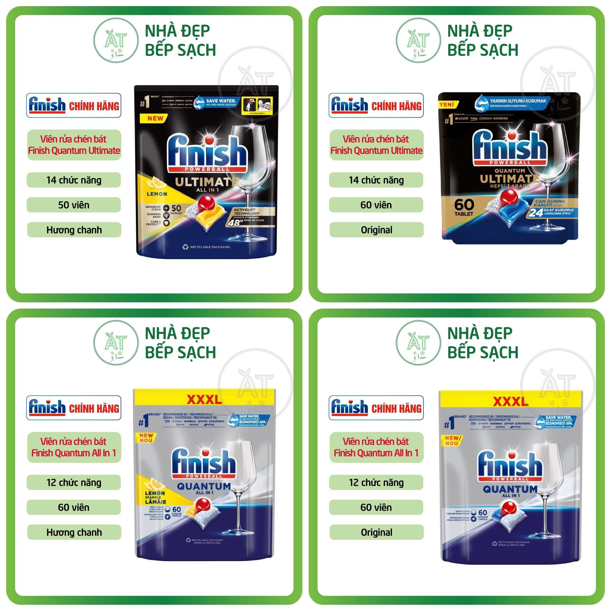 [HCM] Viên rửa Finish Quantum/ Quantum Ultimate/Ultimate Pro/ Ultimate Pro Eco 0% dùng cho máy rửa chén bát
