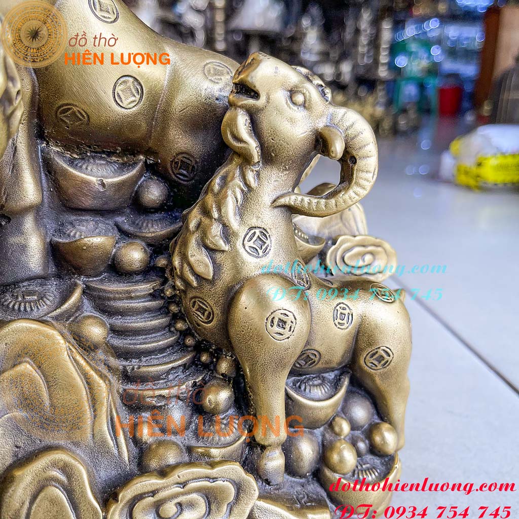 Tượng Tam Dương Bằng Đồng Phong Thủy Cao 30cm Nặng 3.6kg