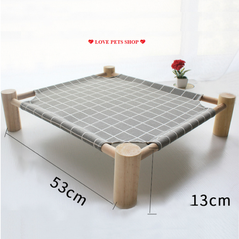 Giường võng cho Chó Mèo bằng khung gỗ hình chữ nhật đóng gói bằng hộp giấy sang trọng - Love Pets Shop