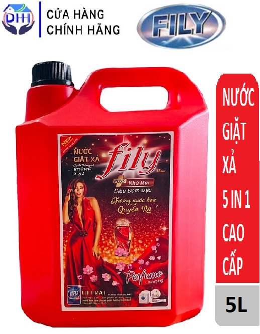 Nước giặt xả fily siêu đậm đặc luxury hương hoa 5 in 1 can 5l
