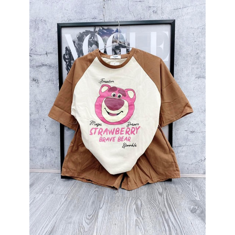 Set bộ đùi chất cotton su may raplang - gấu dâu raplang