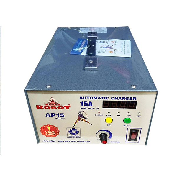 MÁY SẠC ẮC QUY ROBOT TỰ ĐỘNG 15A (12V-24V, Dây Nhôm & Đồng)