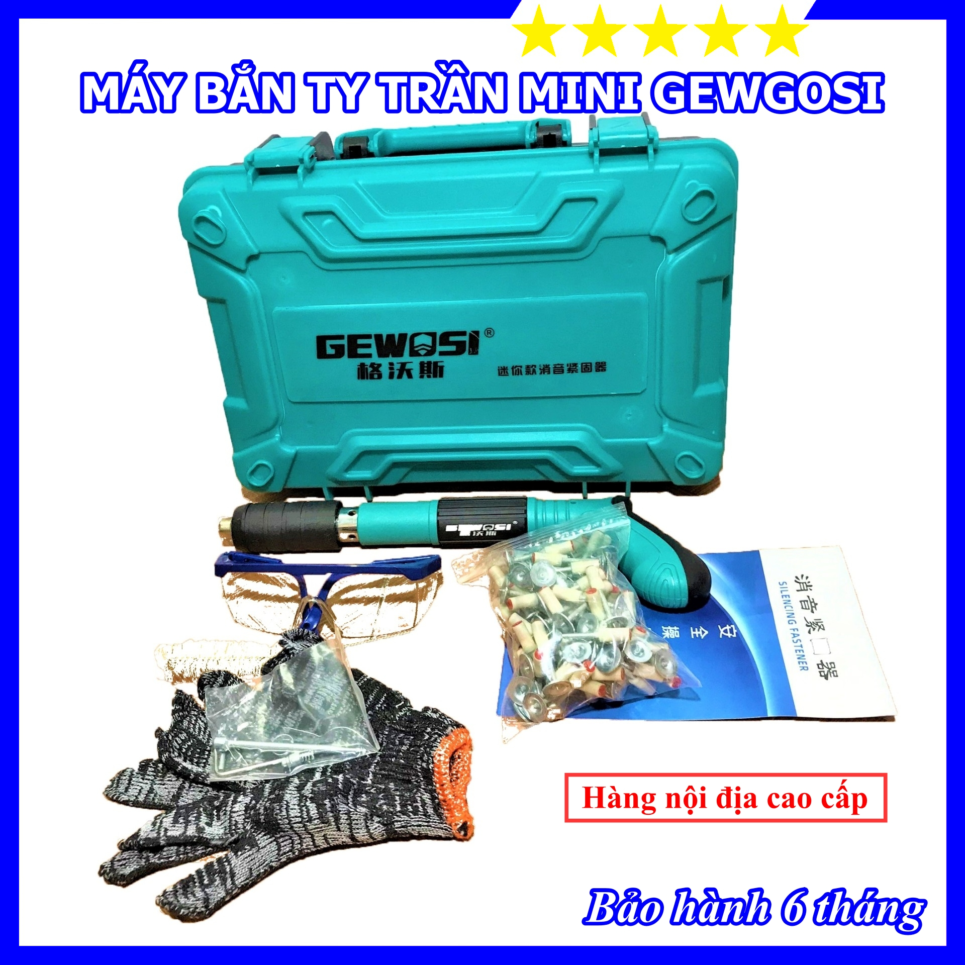 Máy bắn ti ren trần mini gewgosi - chuyên dụng thi công điện nước, thạch cao, điều hòa,.. - tặng 100 đinh