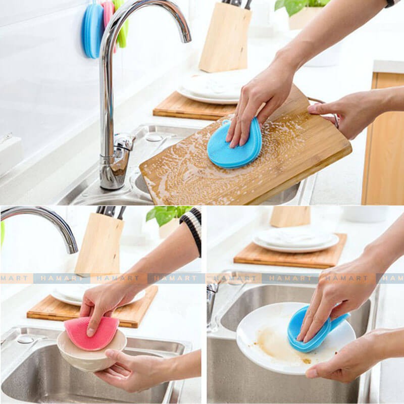 Miếng Rửa Chén Silicon Dày Miếng Rửa Bát Đa Năng Tiện Dụng