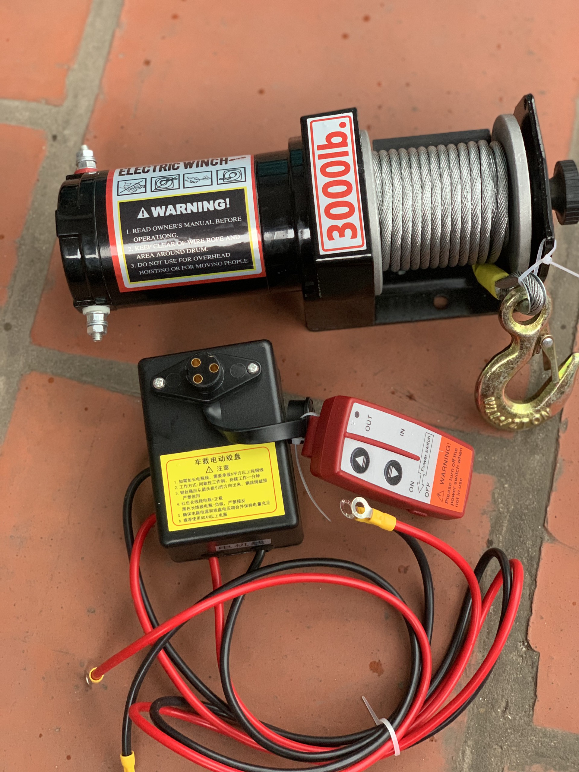 Tời điện 12v ác quy 3000lbs kèm điều khiển từ xa-Tời ô tô-Tời xe-Tời cứu hộ-Tời máy kéo trọng tải 1300kg