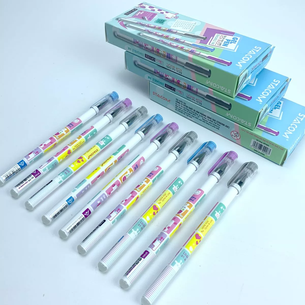 Bút gel xóa được STACOM GP105E - Mực Tím / Xanh / Đen