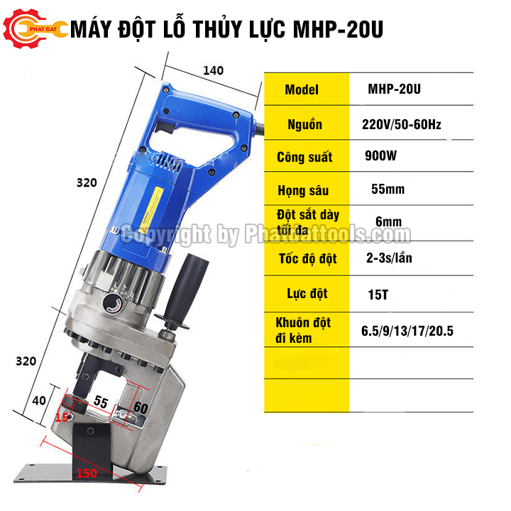 Máy Đột Lỗ Thủy Lực Chạy Điện Cầm Tay MHP20