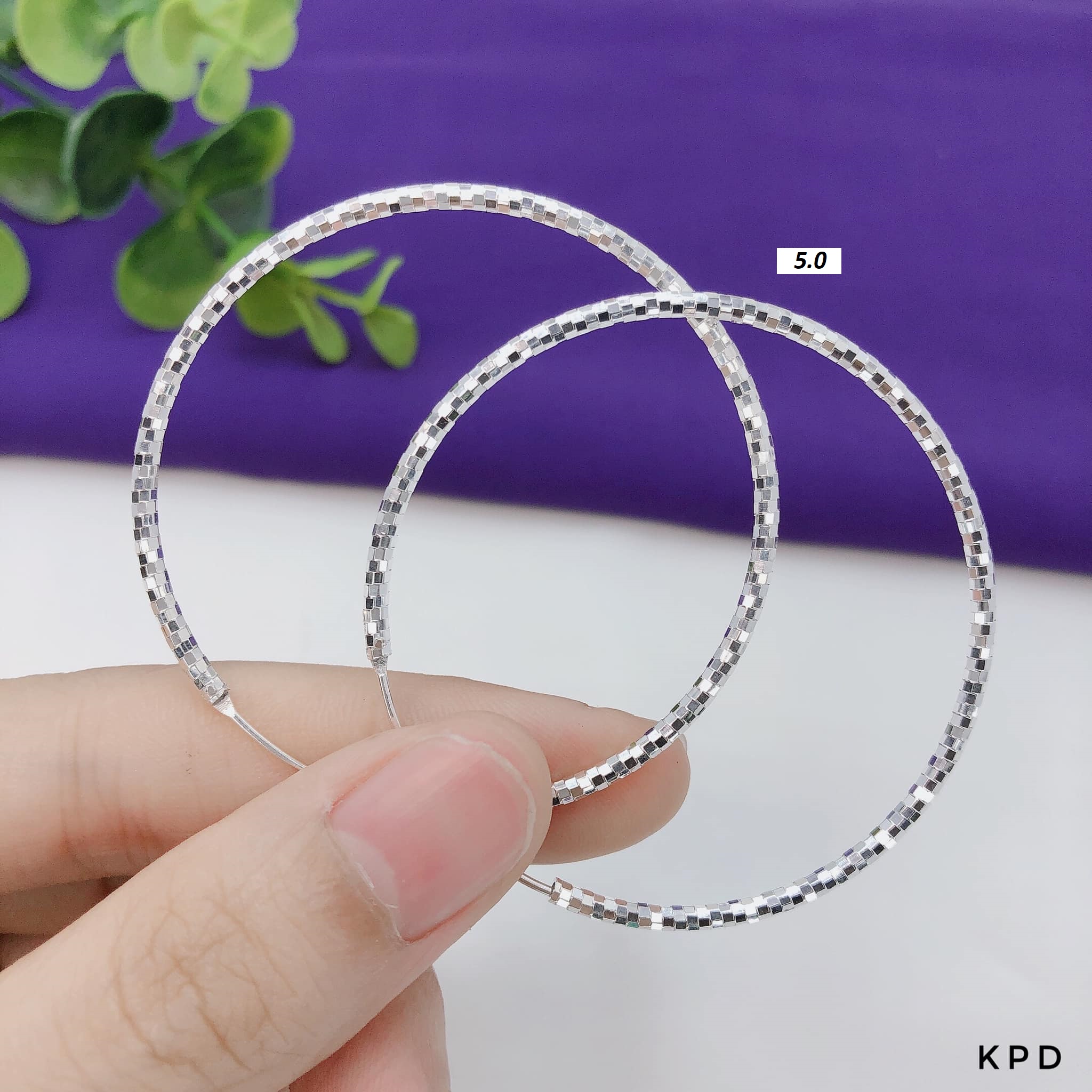 Bông tai vòng tàu bạc Ý MS88b