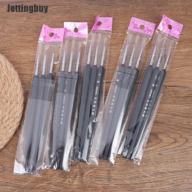 Jettingbuy 3Pcs 0/ 00/ 000 Miniature paint wolf hair professional paint brush for art