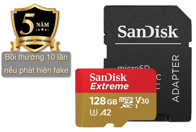 Thẻ Nhớ MicroSD SanDisk Extreme U3/V30 128GB, cam kết chính hãng 100%, Bảo hành 5 năm