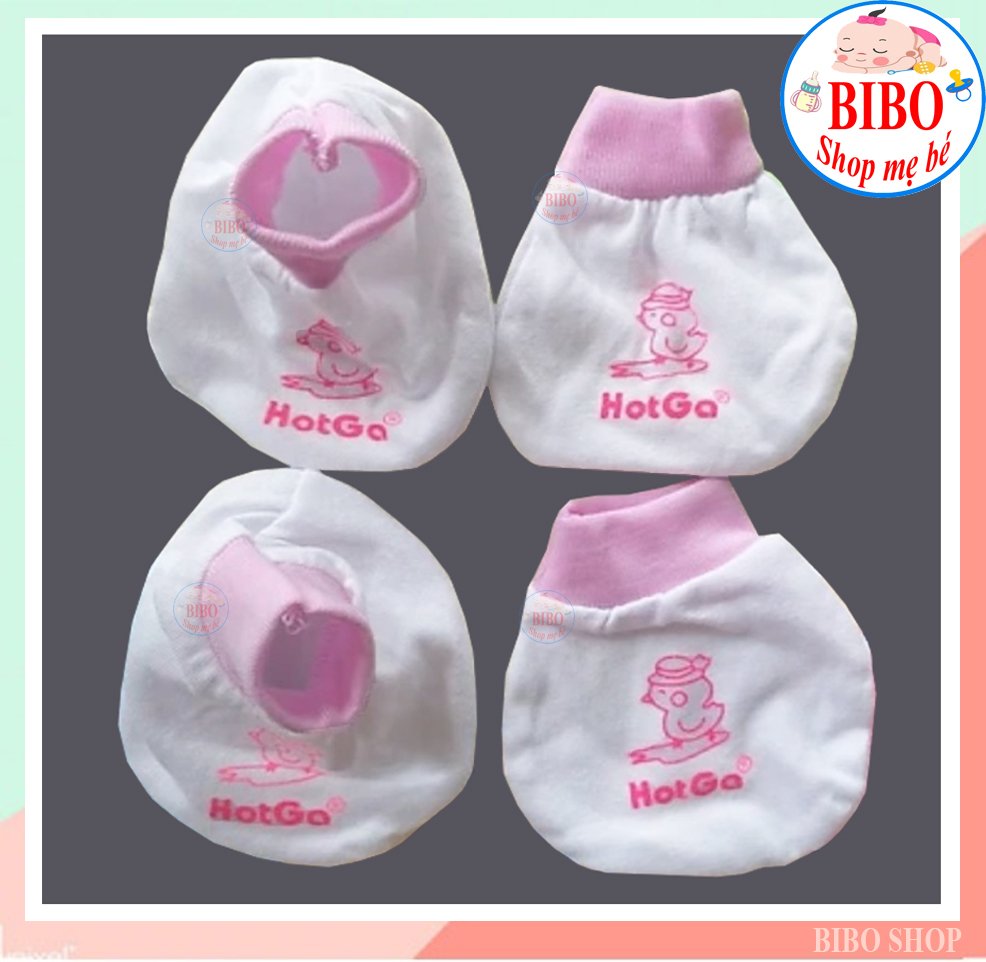 hotga Set Bao Tay Bao Chân Thun Cho Bé Sơ Sinh 100% Cotton (1 Đôi Bao Tay + 1 Đôi Bao Chân)