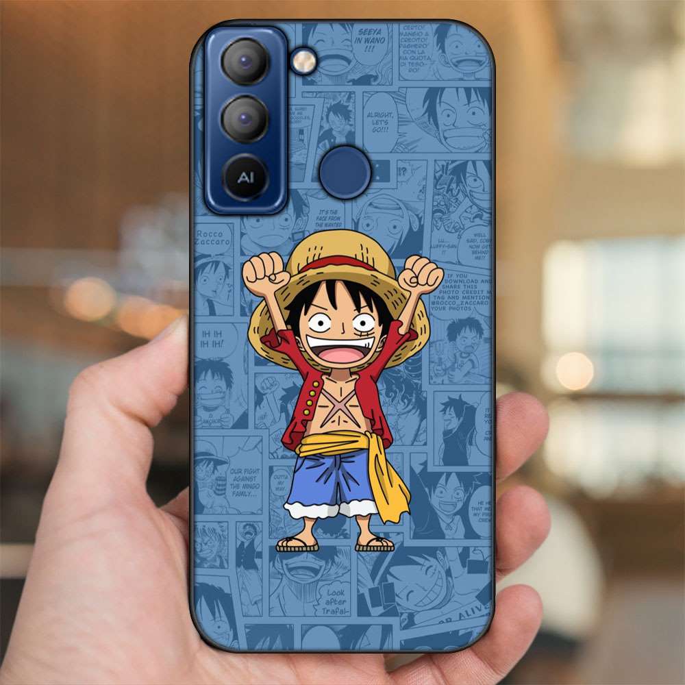 Ốp lưng Tecno Pop 5 viền đen in hình Luffy One Piece