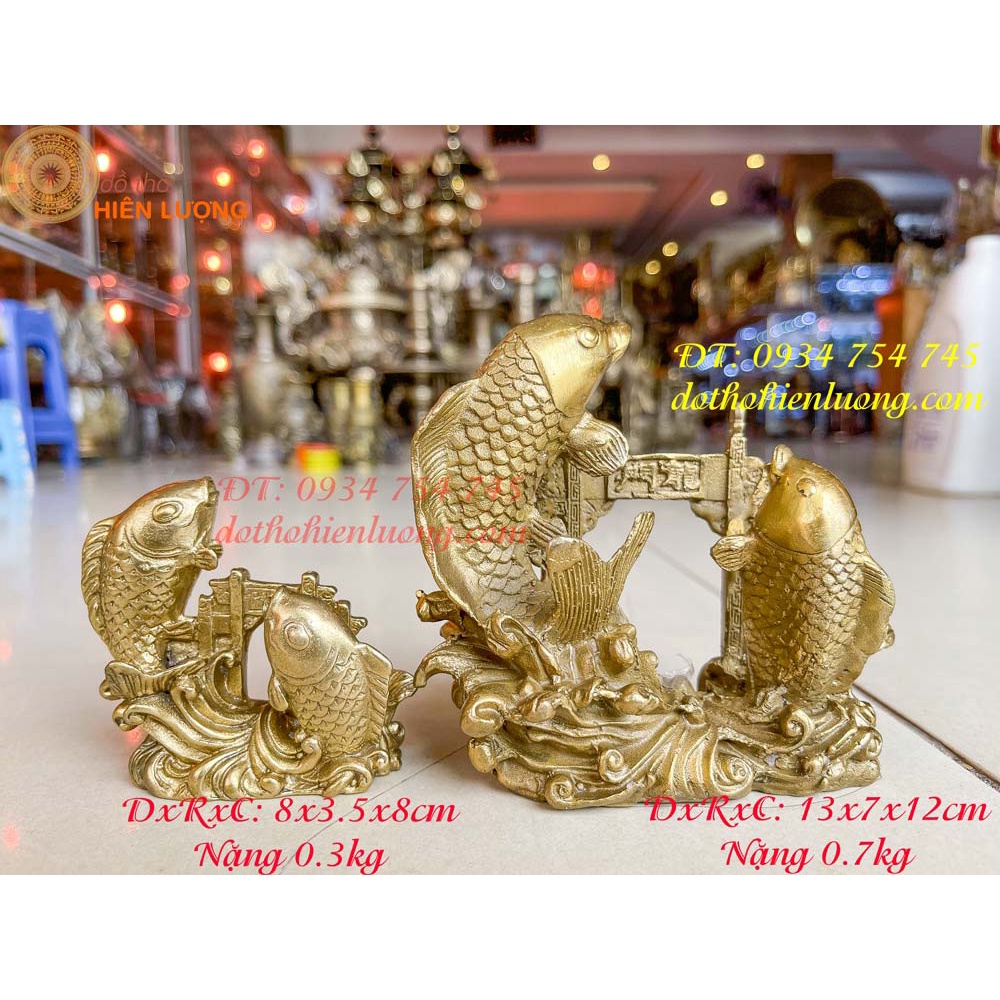 Cá chép vượt vũ môn bằng đồng 2 cỡ phong thủy