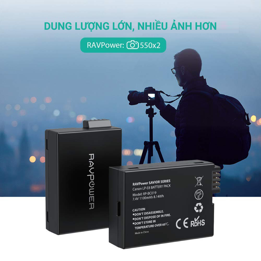 1 Pin máy ảnh RavPower thay thế cho pin LP-E8