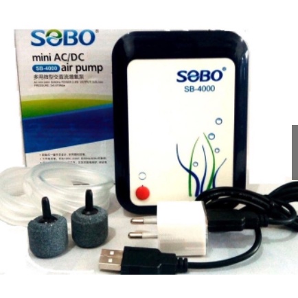 Máy sủi oxy tích điện 2 vòi cho bể cá cảnh sobo sb-4000