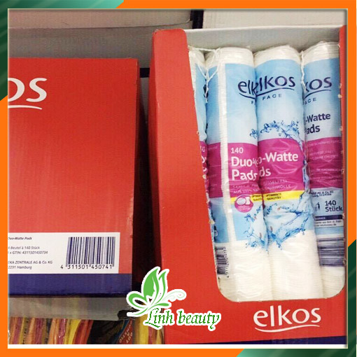 Bông Tẩy Trang Elkos Duo Waste 140 Miếng Đức
