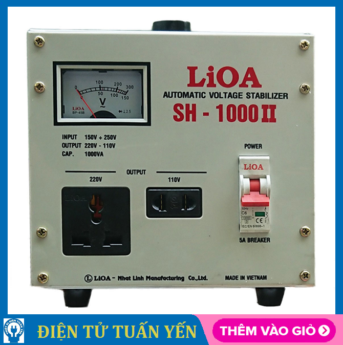 Ổn áp 1 pha lioa sh-1000 ii 1kva có lõi mô tơ quấn 100% dây đồng cực bền - hàng chính hãng
